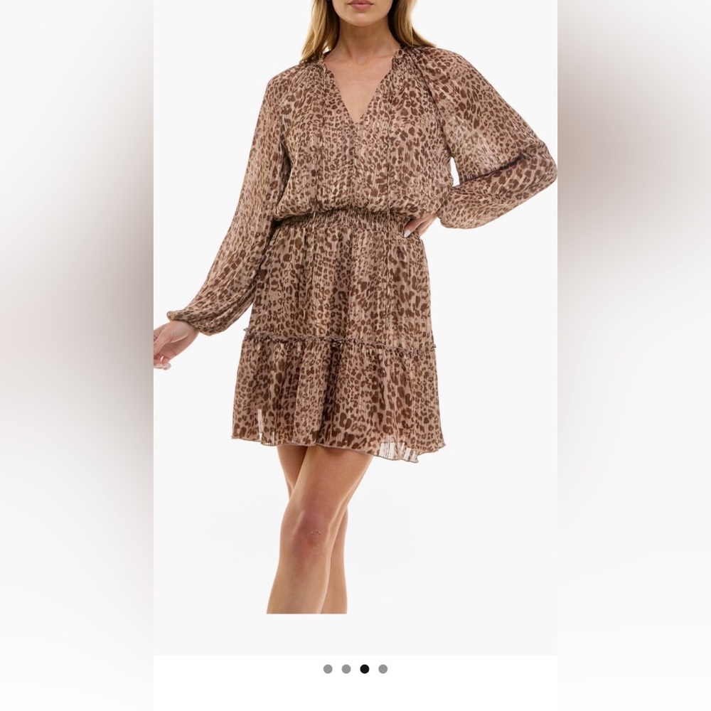 NWT Socialite Leopard Print Long Sleeve Dress SZ: S - Picture 3 of 4